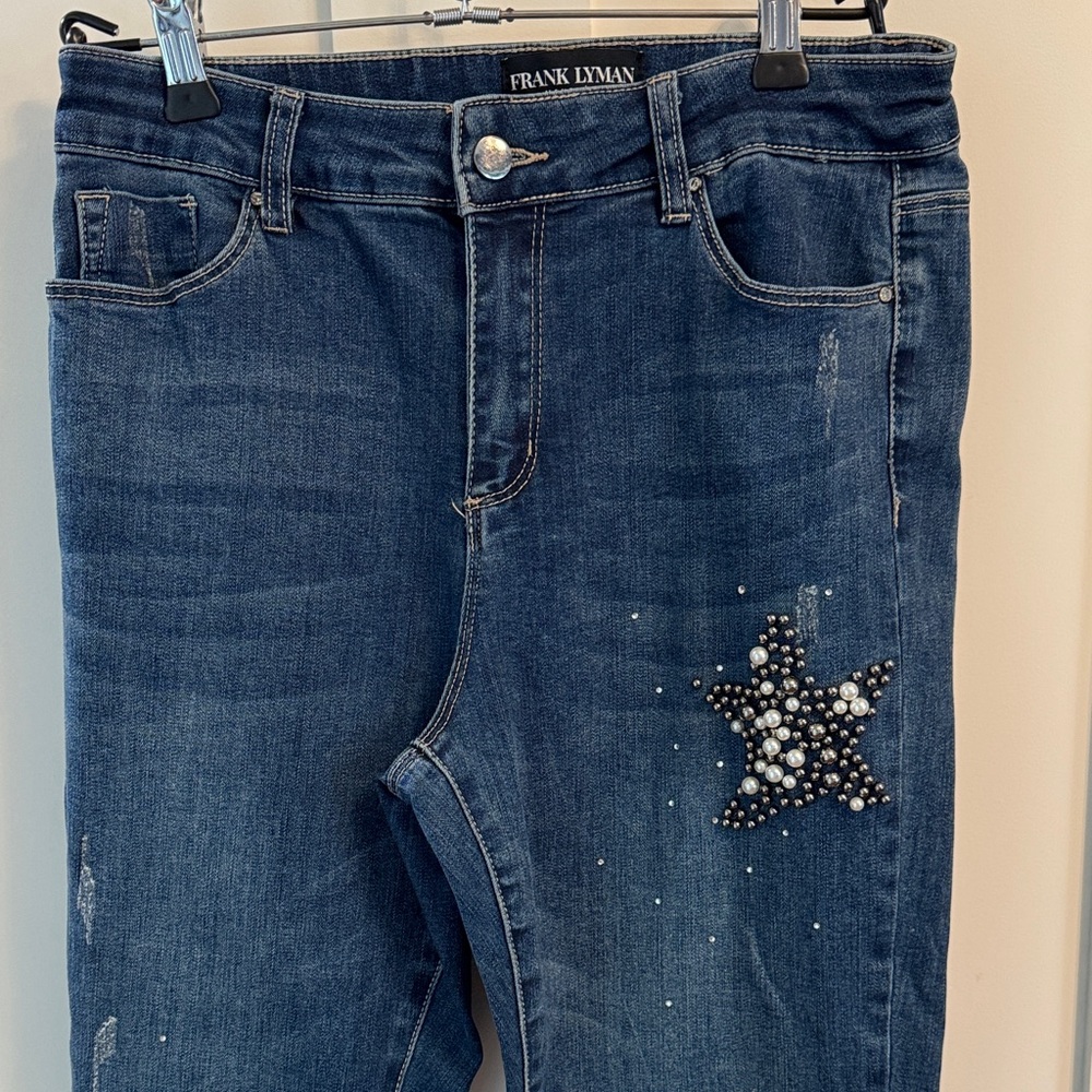 Frank Lyman Design Dark Blue Star Embellished Skinny Jeans